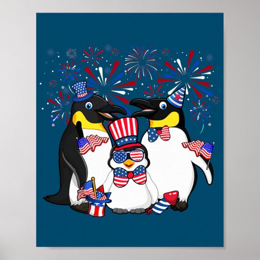 Pinguin mit Fireworks Sonnenbrille Hat Merica 4. Poster (Vorne)