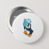 Pinguin mit Fisch Button (Vorne & Hinten)