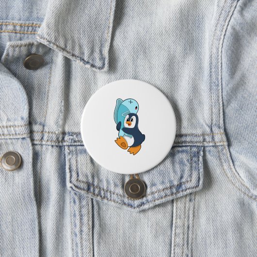 Pinguin mit Fisch Button (Beispiel)