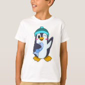 Pinguin mit Fisch & Hut T-Shirt (Vorderseite)