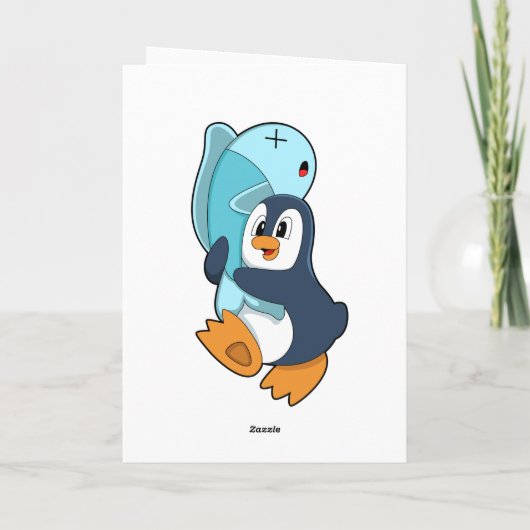 Pinguin mit Fisch Karte (Rückseite)