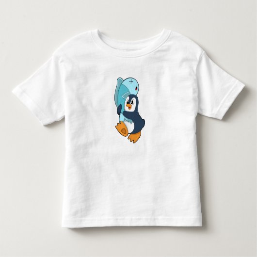 Pinguin mit Fisch Kleinkind T-shirt (Vorderseite)