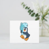 Pinguin mit Fisch Postkarte (Stehend Vorderseite)