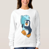 Pinguin mit Fisch Sweatshirt (Vorderseite)