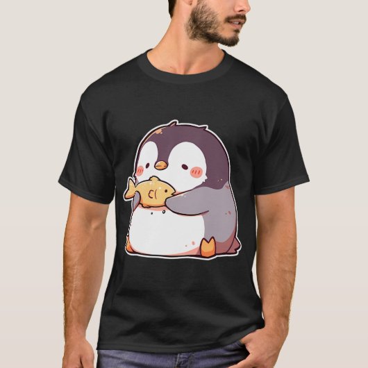 Pinguin mit Fisch T-Shirt (Vorderseite)