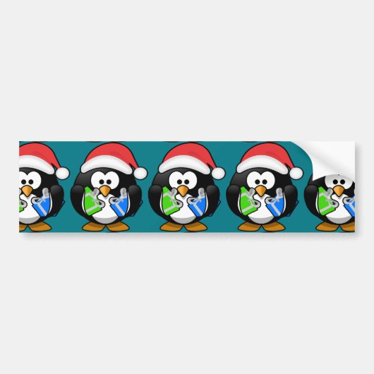 Pinguin mit Geschenken Autoaufkleber (Vorne)