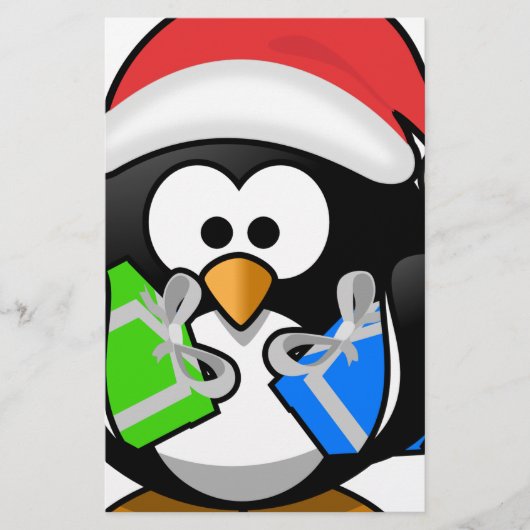 Pinguin mit Geschenken Briefpapier (Vorderseite)