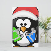 Pinguin mit Geschenken Briefpapier (Stehend Vorderseite)