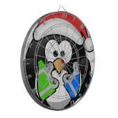 Pinguin mit Geschenken Dartscheibe (Vorderseite Links)