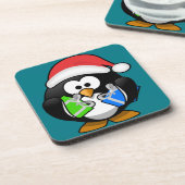 Pinguin mit Geschenken Getränkeuntersetzer (Linke Seite)
