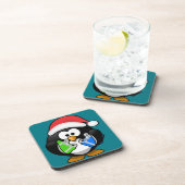 Pinguin mit Geschenken Getränkeuntersetzer (Rechte Seite)