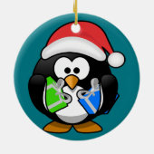 Pinguin mit Geschenken Keramik Ornament (Hinten)