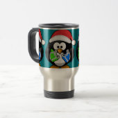 Pinguin mit Geschenken Reisebecher (Vorderseite Links)