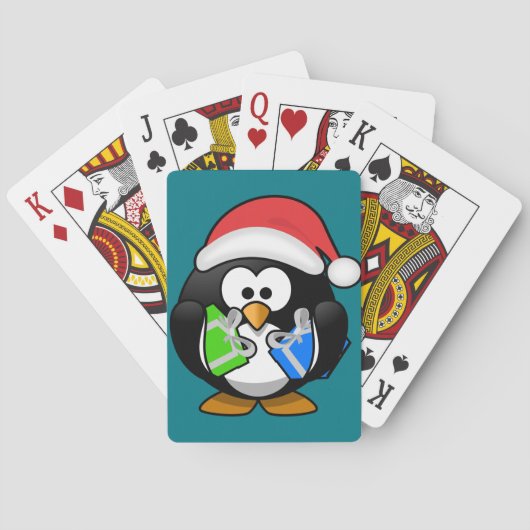 Pinguin mit Geschenken Spielkarten (Rückseite)