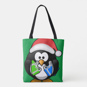 Pinguin mit Geschenken Tasche