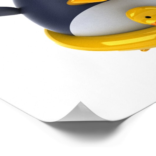 Pinguin mit Gummiente Poster (Ecke)