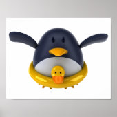 Pinguin mit Gummiente Poster (Vorne)