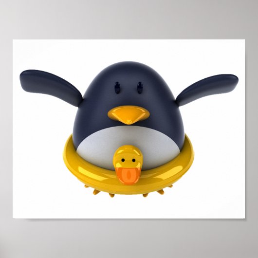 Pinguin mit Gummiente Poster (Vorne)