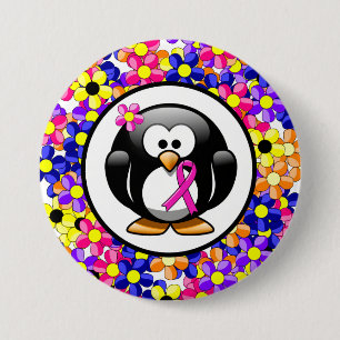 Pinguin mit heißrosa Bewusstseinsband Button