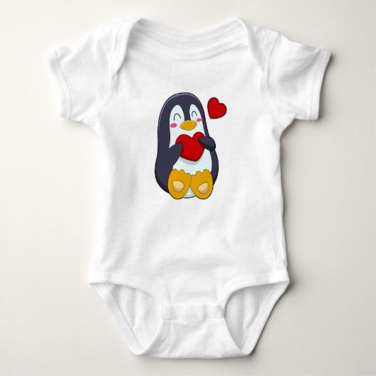 Pinguin mit Herz Baby Strampler (Vorderseite)
