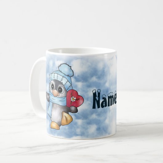 Pinguin mit Herz Kaffeetasse (Vorderseite Links)