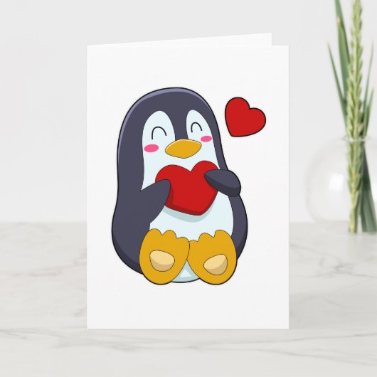 Pinguin mit Herz Karte (Vorderseite)