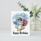 Pinguin mit Herz Postkarte (Stehend Vorderseite)