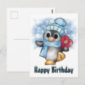 Pinguin mit Herz Postkarte (Vorne/Hinten)