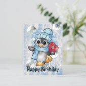 Pinguin mit Herz Postkarte (Stehend Vorderseite)