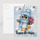 Pinguin mit Herz Postkarte (Vorne/Hinten)