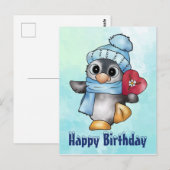 Pinguin mit herz postkarte (Vorne/Hinten)
