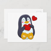 Pinguin mit Herz Postkarte (Vorne/Hinten)