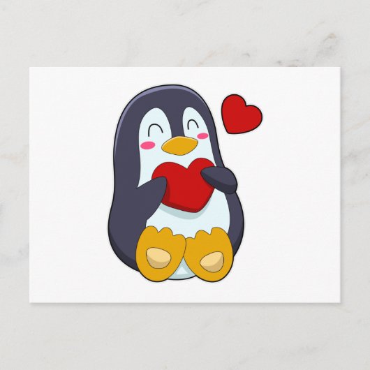Pinguin mit Herz Postkarte (Vorderseite)
