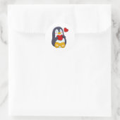 Pinguin mit Herz Runder Aufkleber (Tasche)