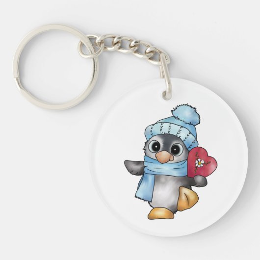 Pinguin mit Herz Schlüsselanhänger (Vorderseite)