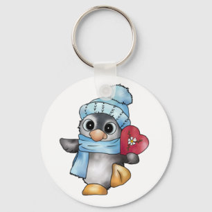 Pinguin mit Herz Schlüsselanhänger
