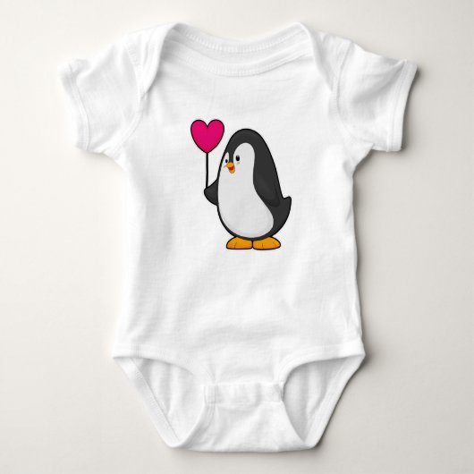 Pinguin mit Herzballon Baby Strampler (Vorderseite)