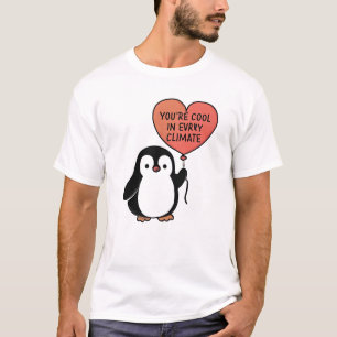 Pinguin mit Herzballon - Cooles Design T-Shirt