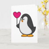 Pinguin mit Herzballon Karte (Gelbe Blume)