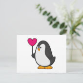 Pinguin mit Herzballon Postkarte (Stehend Vorderseite)