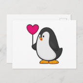 Pinguin mit Herzballon Postkarte (Vorne/Hinten)