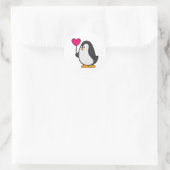 Pinguin mit Herzballon Runder Aufkleber (Tasche)