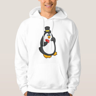 Pinguin mit Hut im Poker mit Poker-Karten Hoodie