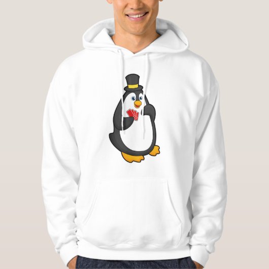 Pinguin mit Hut im Poker mit Poker-Karten Hoodie (Vorderseite)