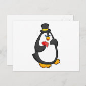 Pinguin mit Hut im Poker mit Poker-Karten Postkarte (Vorne/Hinten)