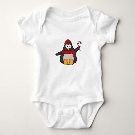 Pinguin mit Hut & Scarf Baby Strampler (Vorderseite)