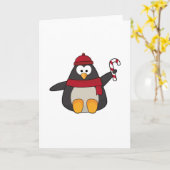 Pinguin mit Hut & Scarf Karte (Gelbe Blume)