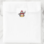 Pinguin mit Hut & Scarf Quadratischer Aufkleber (Tasche)