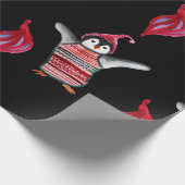 Pinguin mit Hutwackelpapier Geschenkpapier (Ecke)