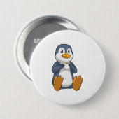 Pinguin mit Kaffee-Cup Button (Vorne & Hinten)